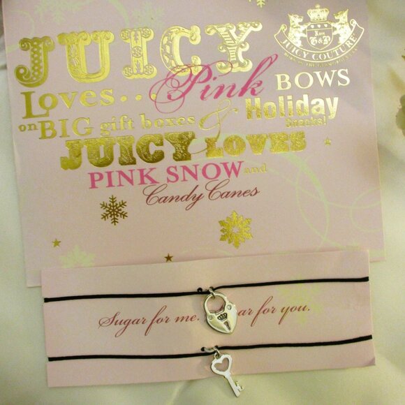 JUICY COUTURE Padlock Key Charm Necklace Pair ~ Juicy Couture LOVE Charm Set - Picture 5 of 14